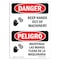 Signmission OSHA Sign, Keep Hands Out Of Machinery Bilingual, 18in X 12in Alum, 12" W, 18" L, Spanish OS-DS-A-1218-VS-1394 - alternate 1